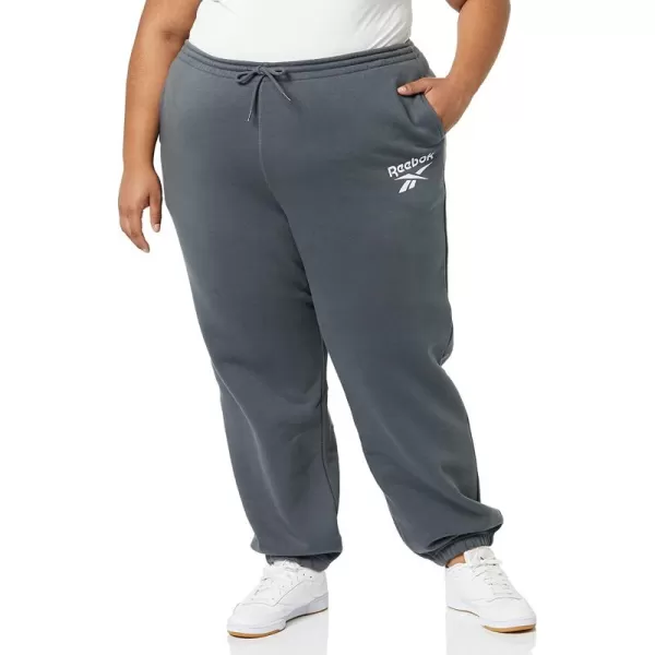 imageReebok Womens Fleece Joggers Dark GreyWhite Logo