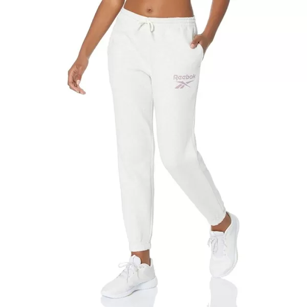 imageReebok Womens Fleece Joggers in Classic White Melange with Pink Logo