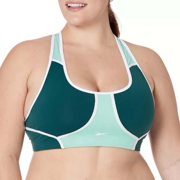 imageReebok Womens Forest Green Lux Racerback Sports Bra Medium Support