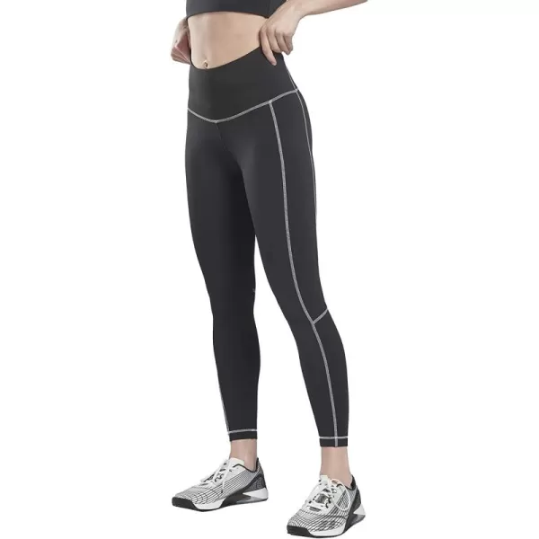 imageReebok Womens HighRise Contrast Stitch Leggings BlackWhite