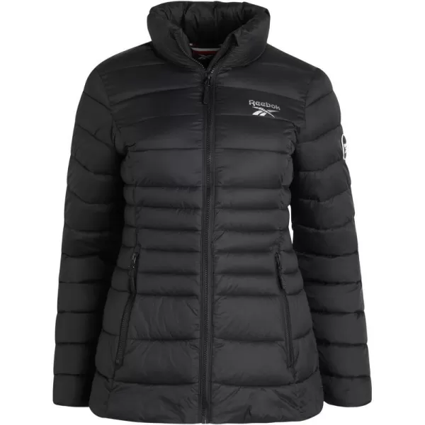 imageReebok Womens Jacket  Lightweight Puffer Parka Coat Storm Guard Collar  Active Outerwear Windbreaker Coat for Women SXLBlack