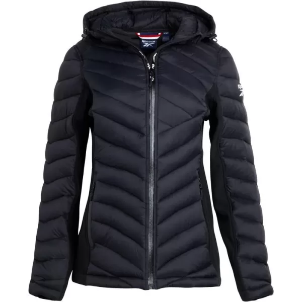 imageReebok Womens Jacket  Lightweight Quilted Puffer Parka Coat with Flex Stretch Panels  Casual Jacket for Women SXLBlack