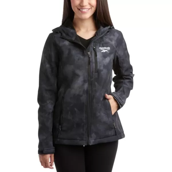 imageReebok Womens Jacket  Lightweight Weather Resistant Performance Fleece Lined Softshell Coat  Plus Size Coat for Women S3XBlack Tie Dye
