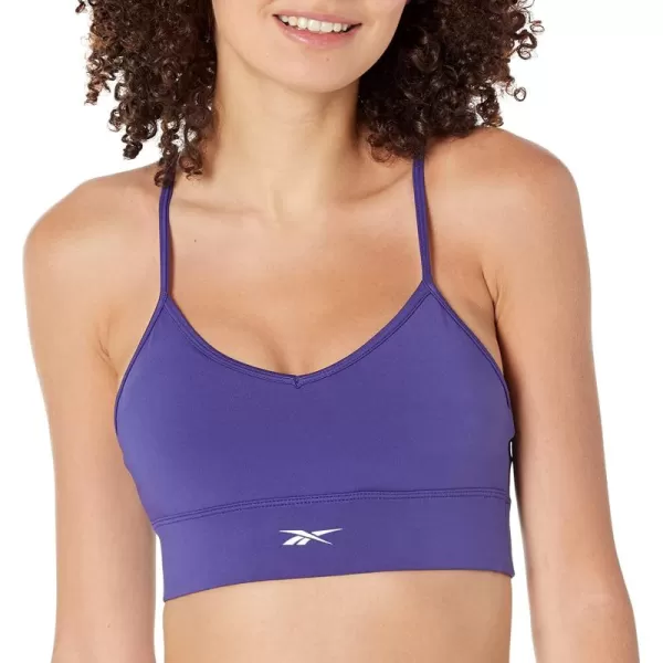 imageReebok Womens Light Support Sports Bra TriBack Bold PurpleSmall White Logo