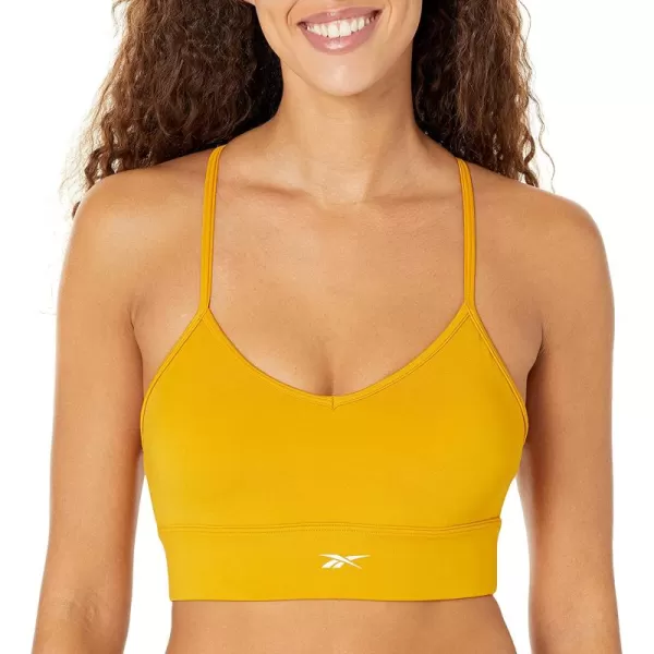 imageReebok Womens Light Support TriBack Sports Bra in Bright Ochre with Small White Logo