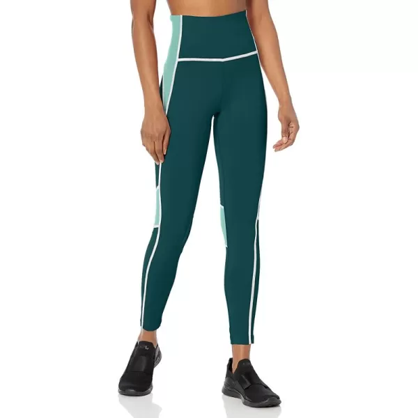 imageReebok Womens Lux HighRise Leggings with Forest Green and Teal Color Blocking