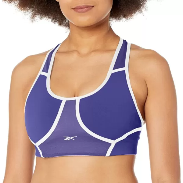 imageReebok Womens Lux Racerback Sports Bra Medium Support  Bold PurpleLilacWhite