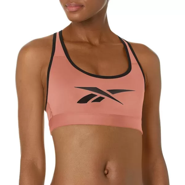 imageReebok Womens Lux Racerback Sports Bra Medium SupportCanyon CoralLarge Vector Logo