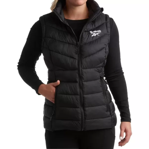 imageReebok Womens Puffer Vest  Quilted Insulated Winter Vest High Collar  Sleeveless Jacket for Women SXLBlack