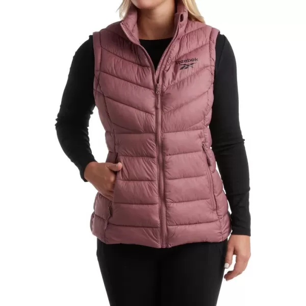 imageReebok Womens Puffer Vest  Quilted Insulated Winter Vest High Collar  Sleeveless Jacket for Women SXLDark Dusty Rose