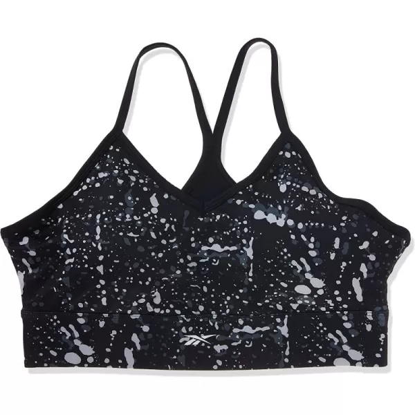 imageReebok Womens Sports Bra Light Support BlackWhiteGraphic Print