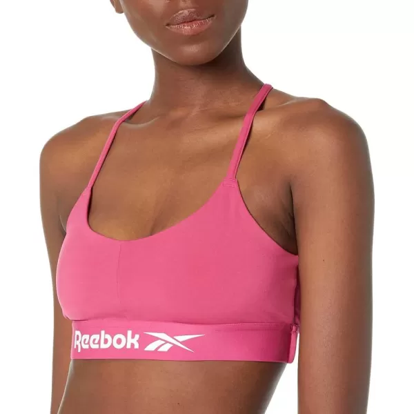 imageReebok Womens Sports Bra Light Support Semi Proud PinkWhiteCross Back