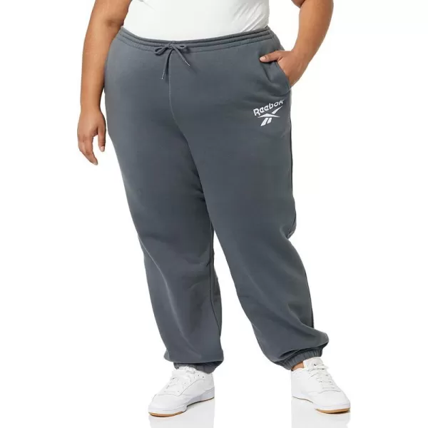 imageReebok Womens Standard Fleece JoggersDark GreyWhite Logo