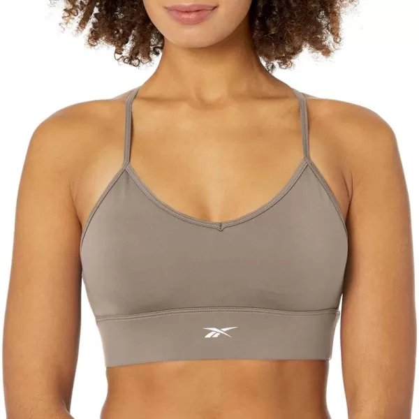 imageReebok Womens TriBack Sports Bra Light Support Boulder GreyWhite Vector Logo