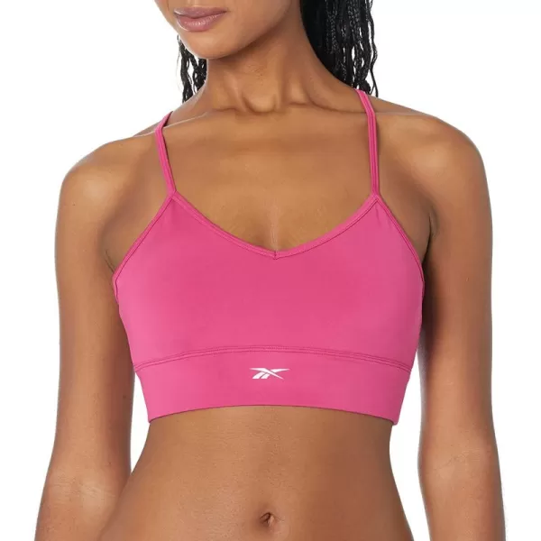imageReebok Womens TriBack Sports Bra Light Support PinkWhite Small Logo