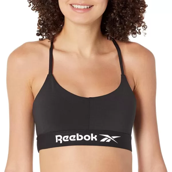 imageReebok Womens TriBack Sports Bra Night BlackWhite LogoCross Back