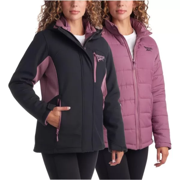 imageReebok Womens Winter Coat  Waterproof Windbreaker Jacket with Removable Puffer Coat  System Ski Jacket for Women SXLBlack