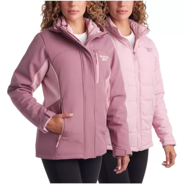 imageReebok Womens Winter Coat  Waterproof Windbreaker Jacket with Removable Puffer Coat  System Ski Jacket for Women SXLDark Dusty Rose