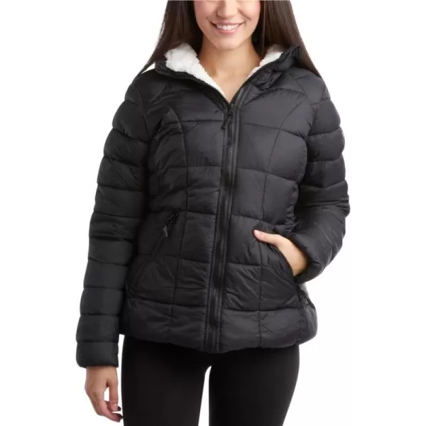 imageReebok Womens Winter Jacket  Heavyweight Quilted Puffer Parka Coat  Sherpa Lined Ski Jacket for Women SXLBlack