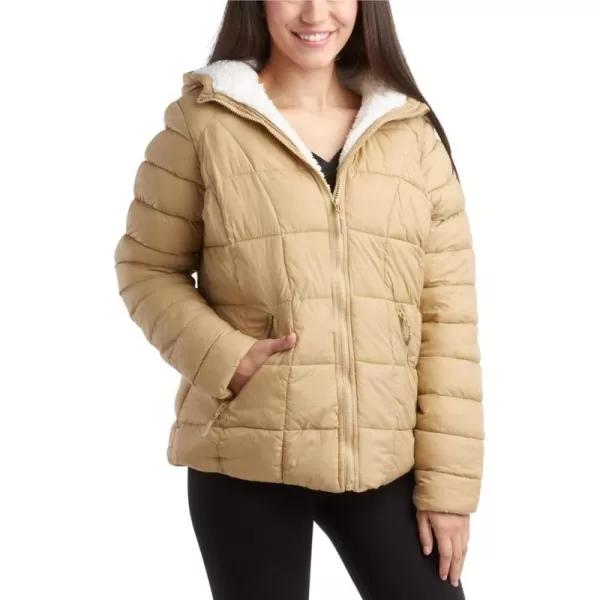 imageReebok Womens Winter Jacket  Heavyweight Quilted Puffer Parka Coat  Sherpa Lined Ski Jacket for Women SXLBoulder Beige