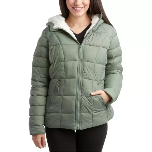 imageReebok Womens Winter Jacket  Heavyweight Quilted Puffer Parka Coat  Sherpa Lined Ski Jacket for Women SXLSage