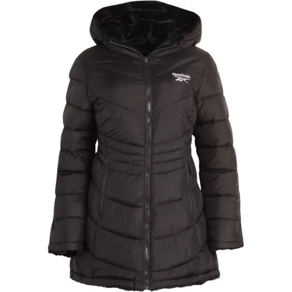 imageReebok Womens Winter Jacket  Long Length Reversible Teddy Sherpa Puffer  Heavyweight Quilted Parka Coat for Women SXLBlack