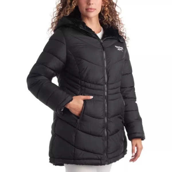 imageReebok Womens Winter Jacket  Reversible Quilted Puffer with Sherpa Fleece Lining  Parka Coat for Women S3X Plus SizeBlack