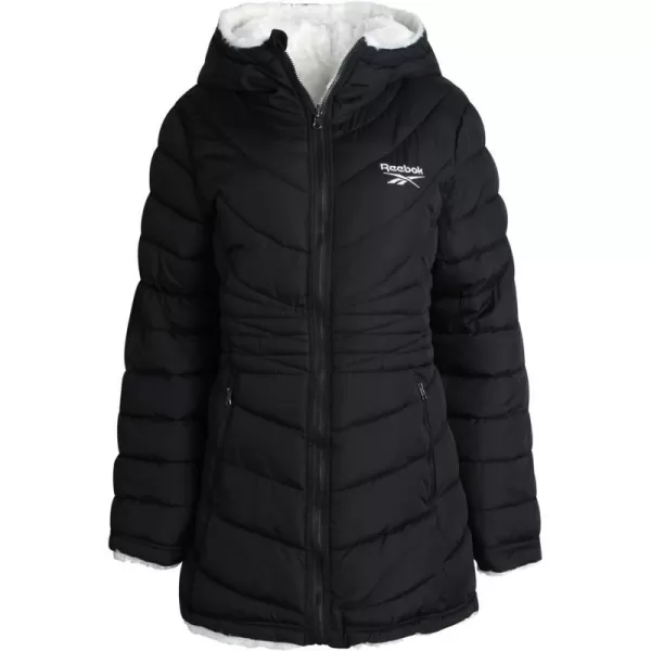 imageReebok Womens Winter Jacket  Reversible Quilted Puffer with Sherpa Fleece Lining  Parka Coat for Women S3X Plus SizeBlackCream
