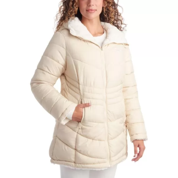 imageReebok Womens Winter Jacket  Reversible Quilted Puffer with Sherpa Fleece Lining  Parka Coat for Women S3X Plus SizeStucco