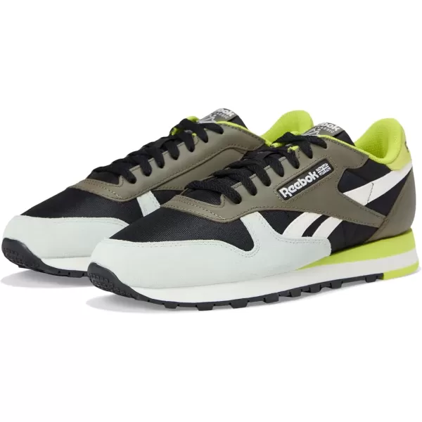 imageReebok Unisex Adult Classic LeatherBlackChalkArmy Green