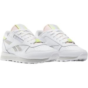 imageReebok Womens Classic Leather SneakerFootwear WhitePure Grey 2Acid Yellow