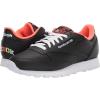 imageReebok Mens Cl Lthr Fashion SneakerCore BlackWhiteOrange Flare