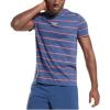 imageReebok Mens Small Logo TeeBatik BlueRed StripeWhite Logo