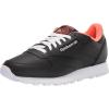 imageReebok Mens Cl Lthr Fashion SneakerCore BlackWhiteOrange Flare