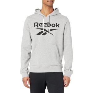 imageReebok Mens Big Logo HoodieMedium Grey HeatherBlack Logo
