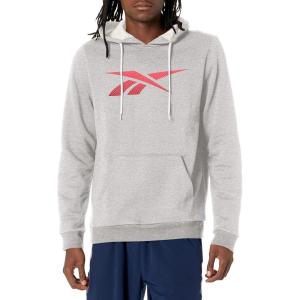 imageReebok Mens Big Logo HoodieMedium Heather GreyGradient Red Vector Logo