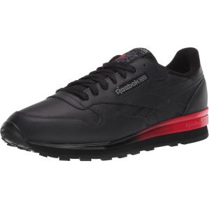 imageReebok Mens Cl Lthr Fashion SneakerBlackVector RedPure Grey