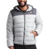 imageReebok Mens Jacket  Lightweight Hooded Quilted Puffer Coat  Warm Insulated Winter Jacket for Men S4XPure GreyCharcoal