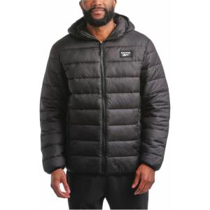 imageReebok Mens Jacket  Lightweight Hooded Quilted Puffer Coat  Warm Insulated Winter Jacket for Men S4XBlack