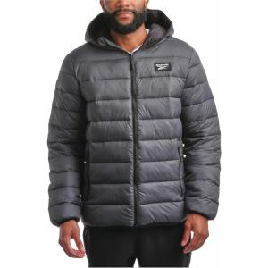 imageReebok Mens Jacket  Lightweight Hooded Quilted Puffer Coat  Warm Insulated Winter Jacket for Men S4XCharcoal Grey