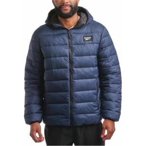imageReebok Mens Jacket  Lightweight Hooded Quilted Puffer Coat  Warm Insulated Winter Jacket for Men S4XVector Navy