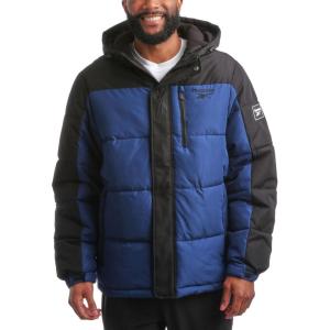 imageReebok Mens Winter Jacket  Heavyweight Quilted Puffer Parka Coat  Weather Resistant Ski Jacket for Men MXXLBatik BlueBlack