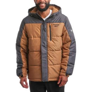 imageReebok Mens Winter Jacket  Heavyweight Quilted Puffer Parka Coat  Weather Resistant Ski Jacket for Men MXXLDark Khaki