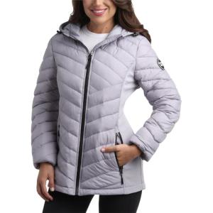 imageReebok Womens Jacket  Lightweight Quilted Puffer Parka Coat with Flex Stretch Panels  Casual Jacket for Women SXLDove Grey
