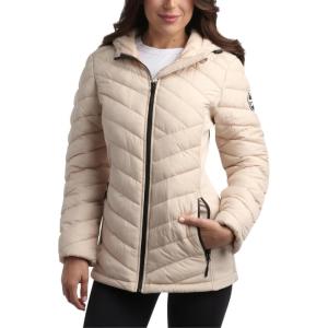imageReebok Womens Jacket  Lightweight Quilted Puffer Parka Coat with Flex Stretch Panels  Casual Jacket for Women SXLOatmeal