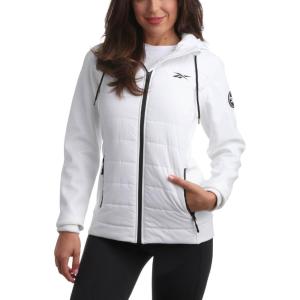 imageReebok Womens Jacket  Lightweight Quilted Puffer Parka Coat with Flex Stretch Panels  Casual Jacket for Women SXLWhite