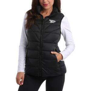 imageReebok Womens Puffer Vest  Quilted Insulated Winter Vest High Collar  Sleeveless Jacket for Women SXLJet Black