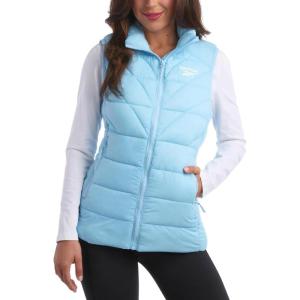 imageReebok Womens Puffer Vest  Quilted Insulated Winter Vest High Collar  Sleeveless Jacket for Women SXLSoft Blue