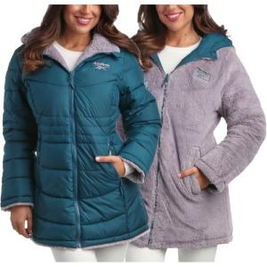 imageReebok Womens Winter Jacket  Reversible Quilted Puffer with Sherpa Fleece Lining  Parka Coat for Women S3X Plus SizePeacock