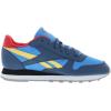 imageReebok UnisexChild Classic Leather SneakerUpbeat BlueRedtasticHazy Yellow